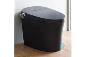 HOROW Black Smart Toilet with Pump and Bidet Built In, Bidet Toilet with Auto Dual Flush and Auto Open/Close Lid, Smart Toilet with Heated Seat, Warm Dryer, Night Light, and Digital Display