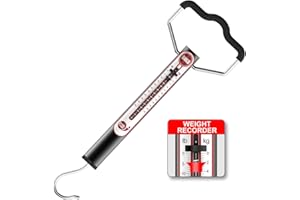 SNAIL TRAIL 20 LB / 50 LB Aluminum Tube Spring Fish Scale with Peak Weight Marker & Zero Reset, Mechanical Fishing Weighing Gauge with Hook, Non-Digital Hand Held Pull Weigher, Hanging Drag Scale