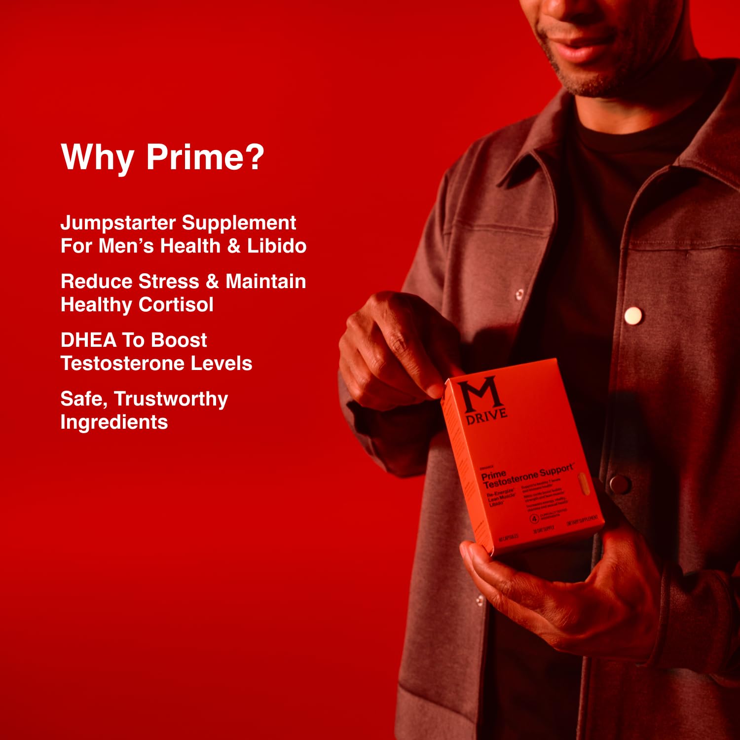 Mdrive Prime - Testosterone Support for Men, Max Energy, Stress Relief and Lean Muscle, KSM-66 Ashwagandha, S7 Nitric Oxide Booster, Bioperine and DHEA, 60 Capsules