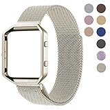 Oitom Metal Bands Strap Compatible Fitbit Blaze,Small (5.5-6.7 in), Frame Housing+Milanese Loop Stainless Steel Accessory Band for Fitbit Blaze Smart Watch Fitness(Champagne)
