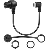 QIANRENON 90&deg; Micro USB Panel Flush Mount Waterproof Extension Cable Micro USB 5 Pin Right Angle Male to Female Connector for Fixied on Dashboard of Car,Boat,Motorcycle,28cm/11in (Left Bend)