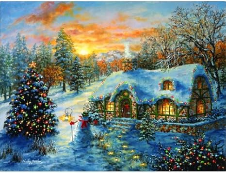 Amazon Com Christmas Cottage 500 Pc Jigsaw Puzzle Christmas