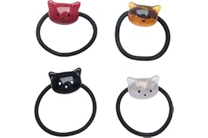 SOWAKA 4 Pcs Cute Cat Hair Ties Elastic Rubber Bands Small Vintage Ponytail Holders for Women Thick Thin No Damage Hair Bands