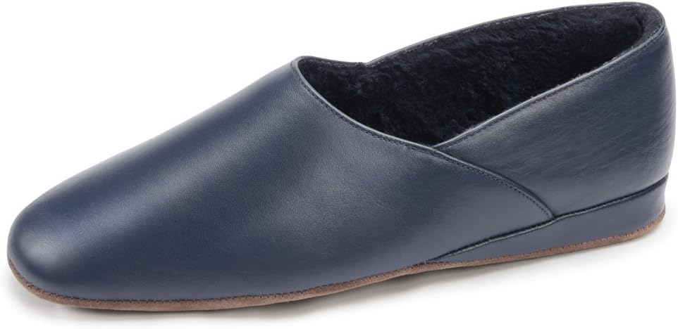 Men's Churchill Handmade Nappa Leather Fleece Lined Grecian Slippers in Black, Brown and Navy Blue.