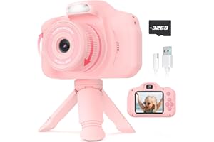 Seckton Upgrade Kids Selfie Camera, Birthday Gifts for 5 6 7 8 9 10 Year Old Girls, HD Digital Cameras for Kids with Flash, 2.4" Portable Camera Toys for 3-12 Year Old Girls-Pink