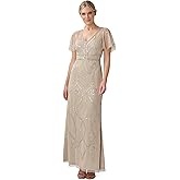 Adrianna Papell Womens Beaded Long Gown
