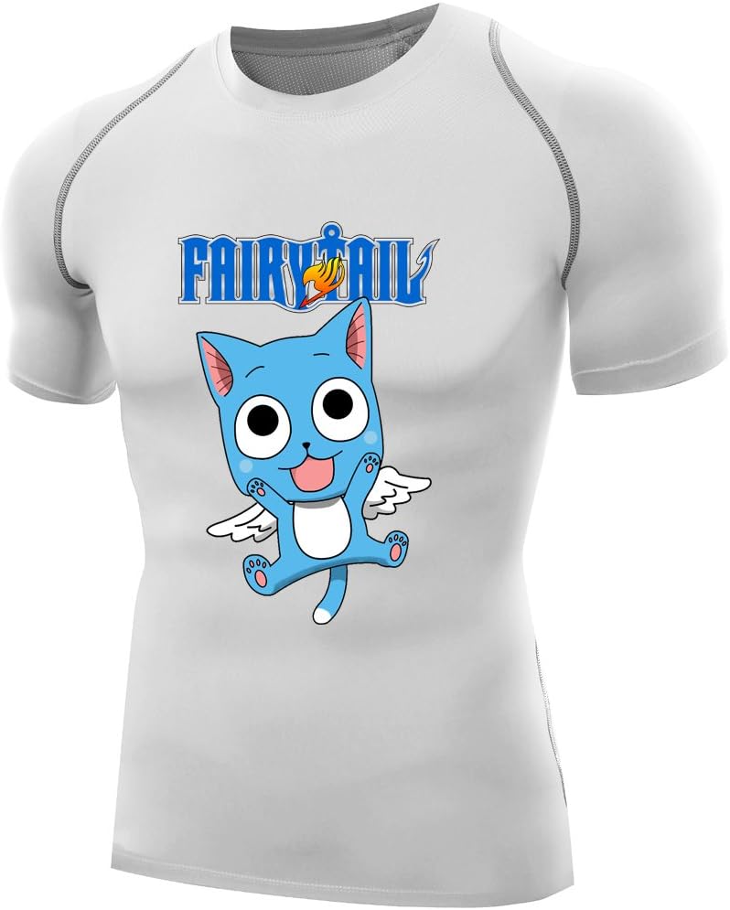 Sysuer Mens Japanese Anime Fairy Tail Happy Base Layer Bike Wear Training Tshirt Tees