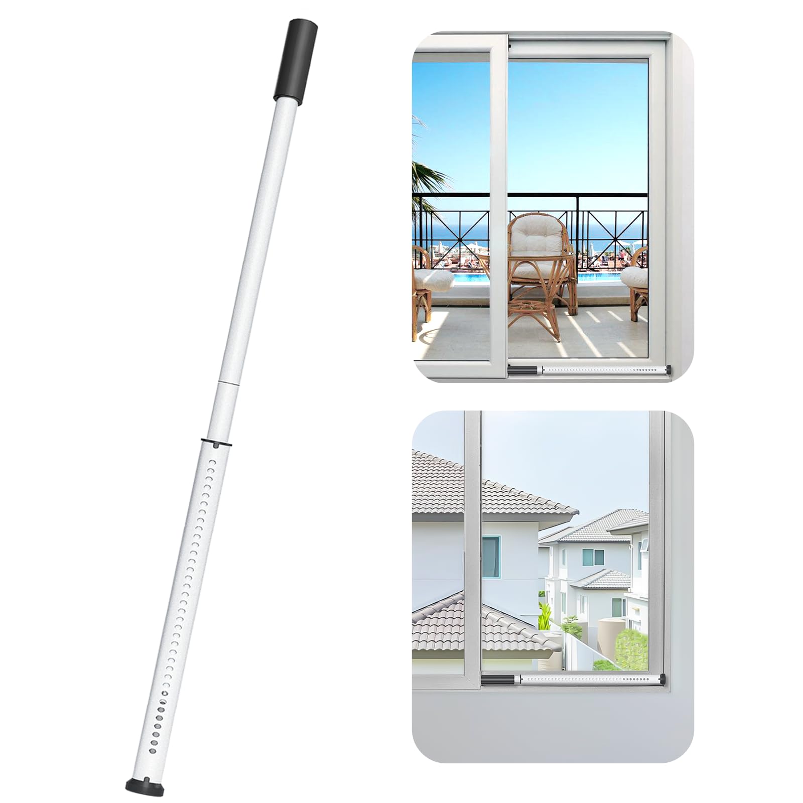 Photo 1 of AceMining Sliding Door Security Bar,Heavy Duty Sliding Patio Door Lock Bar, 20-50inch Adjustable Multi-use Window Security Bars, Sliding Door Stopper,White,1Pack