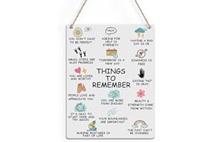 SENJIAN Rustic Things to Remember Wood Decor Sign, Psychology Mental Health Printed Wood Sign Wall Art, Hanging Door Sign, Decorative Wood Sign Home Therapy Office Decor 8" x 10"