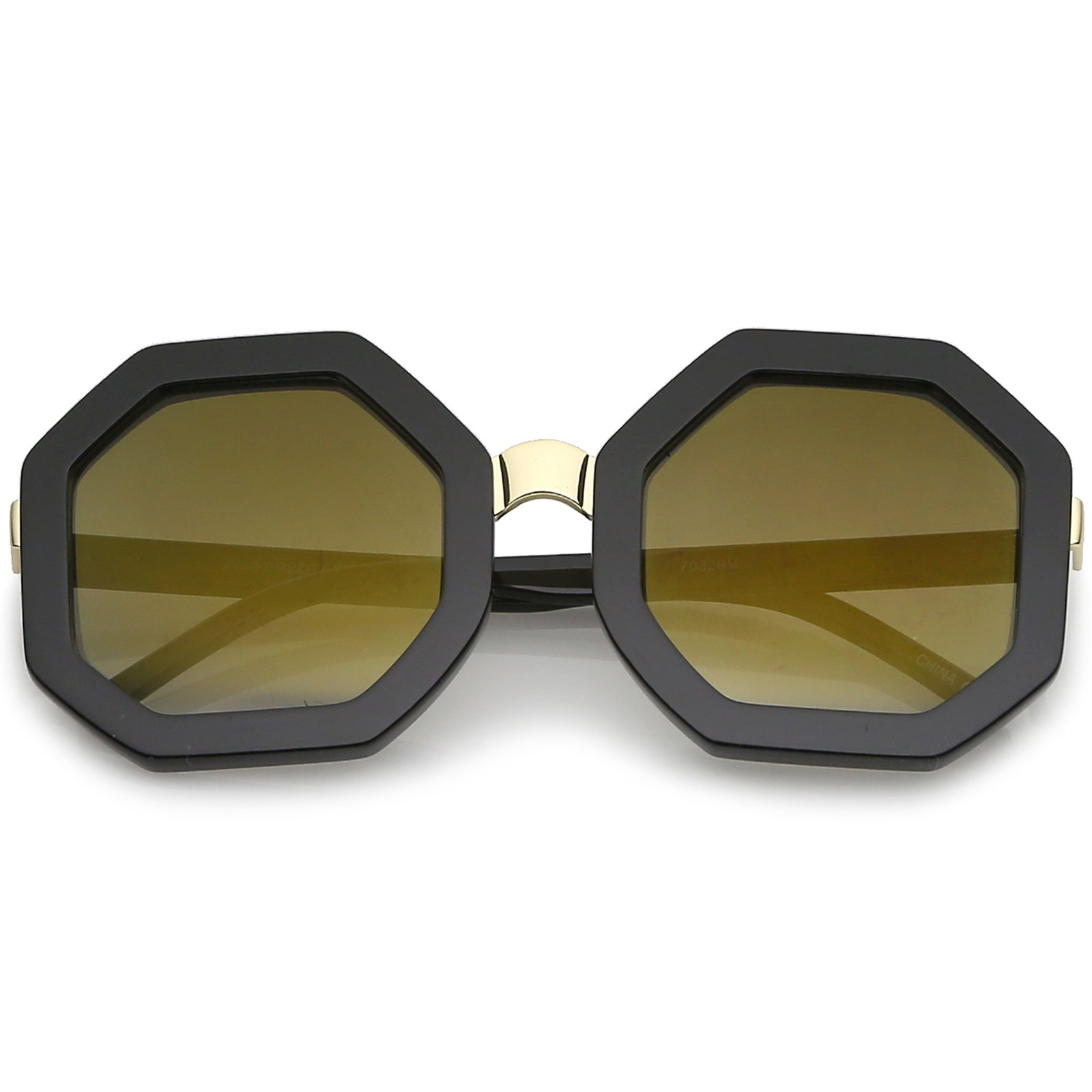 Retro Metal Nose Bridge Octagon Shape Oversize Sunglasses 53mm