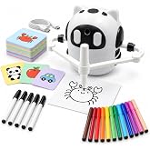 Drawing Robot for Kids, AI Montessori Kit with 150 Cards and 17 Color Pens | Smart camera recognition scans each card and guides step-by-step drawing for hands-on creative learning, coloring, and play.
