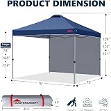 MasterCanopy Durable Ez Pop-up Gazebo 3x3M Navy Blue with 1 Sidewall view 5