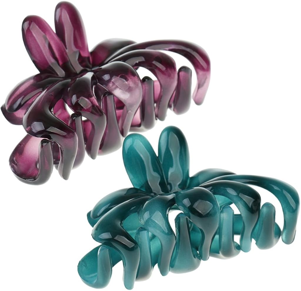 Amazon アクリル製 髪留め ジュエリー 髪飾り 花型 髪クリップ グリーン パープル 2個入り バレッタ クリップ 通販