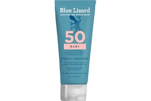BLUE LIZARD Baby Mineral Sunscreen with Zinc Oxide, SPF 50+, Water Resistant, UVA/UVB Protection with Smart Cap Technology -