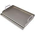 Cast Iron Griddle, Universal Griddle for Gas Grill, 25" x16" Flat Top Griddle for Outdoor Grill Rectangular Plate with Removable Handles for Charcoal and Gas Grills, Camping, Tailgating, and Parties