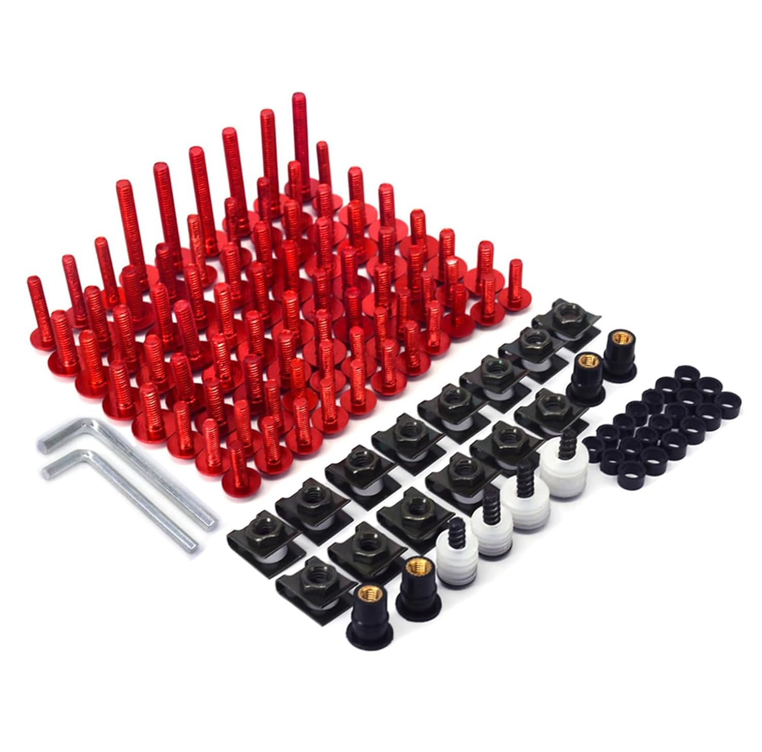 Motorcycle Fairing Bolts,Fairing Screws Kit Bolts Clips Fastener Screws Universal Motorcycle Body Bolt Kits Fairings Aluminium for Sports Street Bike-Red