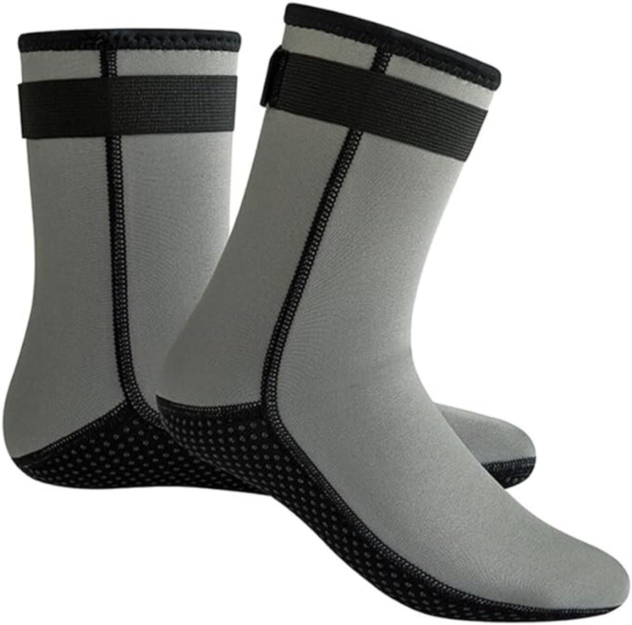 pdodo Unisex Neoprene Socks, 3 mm Neoprene Socks, Resilient Beach Volleyball Sandproof Socks, Non-Slip Sole for Water Sports, Swimming, Kayaking, Neoprene Socks, Diving Socks, gray, M