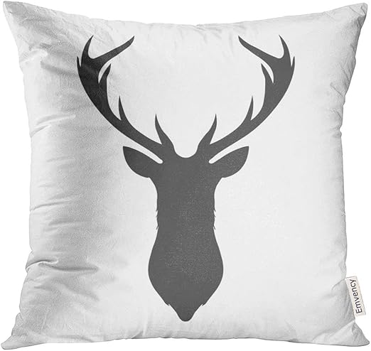 Amazon Com Upoos Throw Pillow Cover Buck Dark Grey Silhouette Of