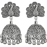 Bell Tassel Indian Vintage Earring Bollywood Ethnic Gypsy Beads Boho Traditional Jhumka Jhumki Chandelier Earrings Peacock Statement Dangle Drop for Women Girls Bohemian Indian Jewelry Gift