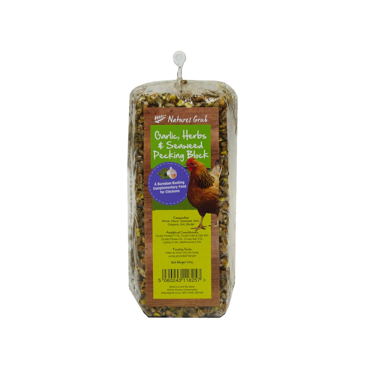 Natures Grub Garlic, Herbs And Seaweed Pecking Block, 280 g