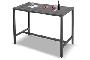 Sumshadow Outdoor Bar Table, Patio Console Pub Height Table with Powder Coated Steel Frame, Weather Resistant Waterproof Top for Hot Tub, Balcony, Garden, Yard, Poolside