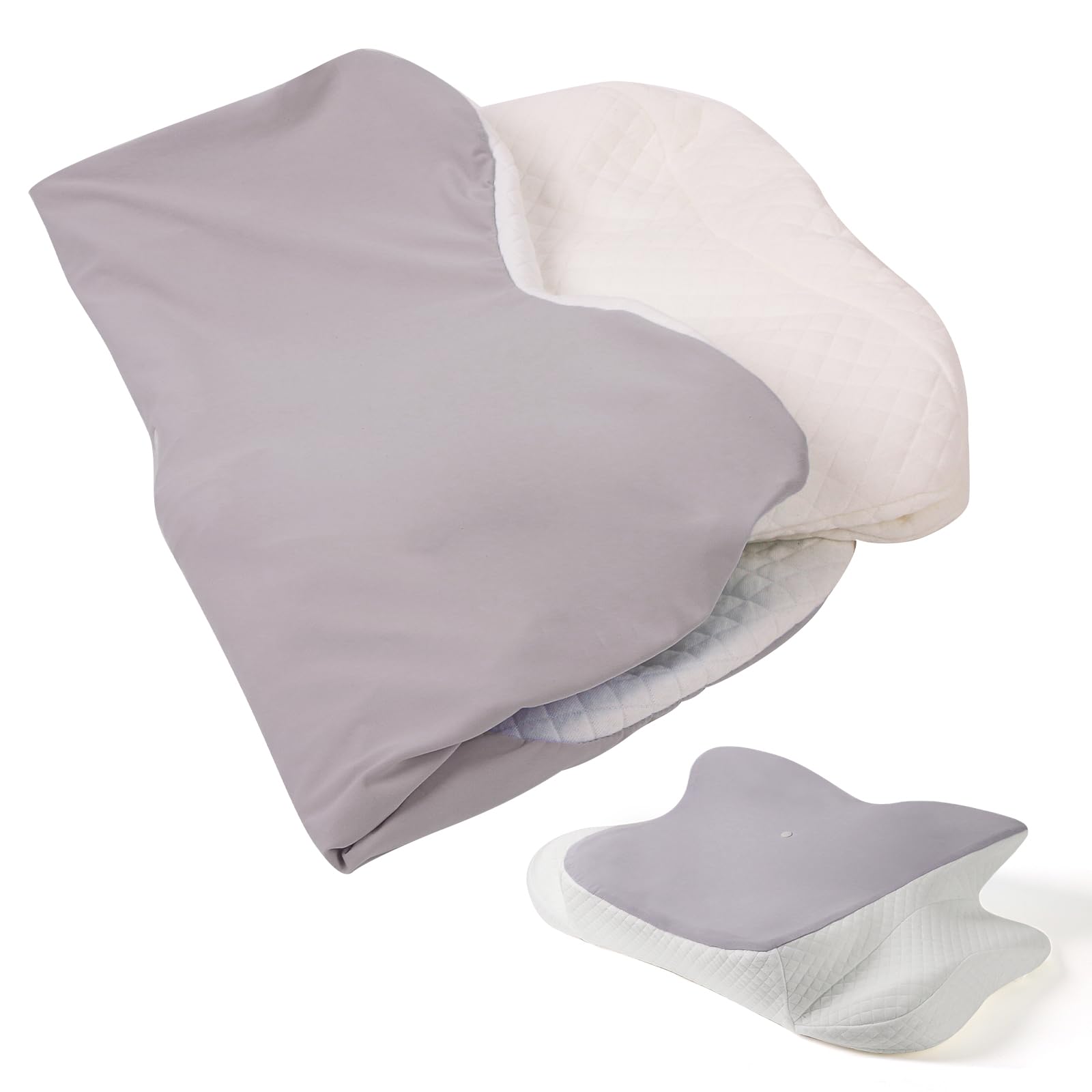 Photo 1 of UXIETIN Cervical Pillow Case Compatible with Donama(Only for Standard Size),Comfortable and Breathable Pillowcase for Cervical Pillow,Pillow Case Only,Pillow Not Included,1PC (Gray)