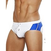 MIZOK Men's Swimwear Sexy Low Rise Bikini Briefs Quick Dry Swimsuit with Drawstring