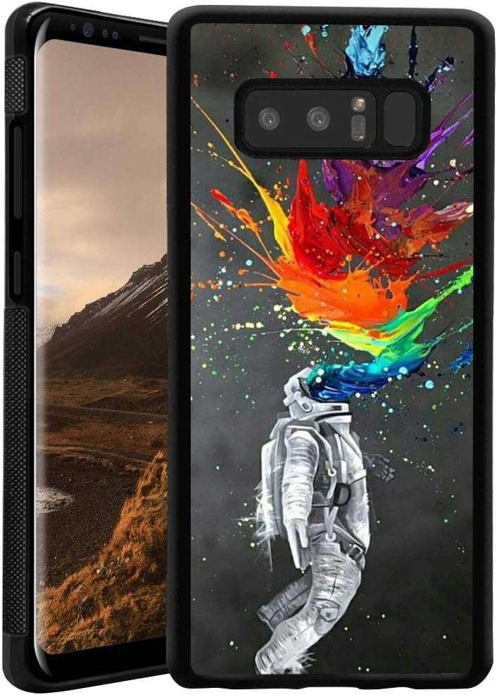Samsung Galaxy Note 8 Phone Case, Watercolor Astronauts Slim Anti-Scratch Automobile TPU PC Protective Shockproof Black Full Cover for Samsung Galaxy Note 8