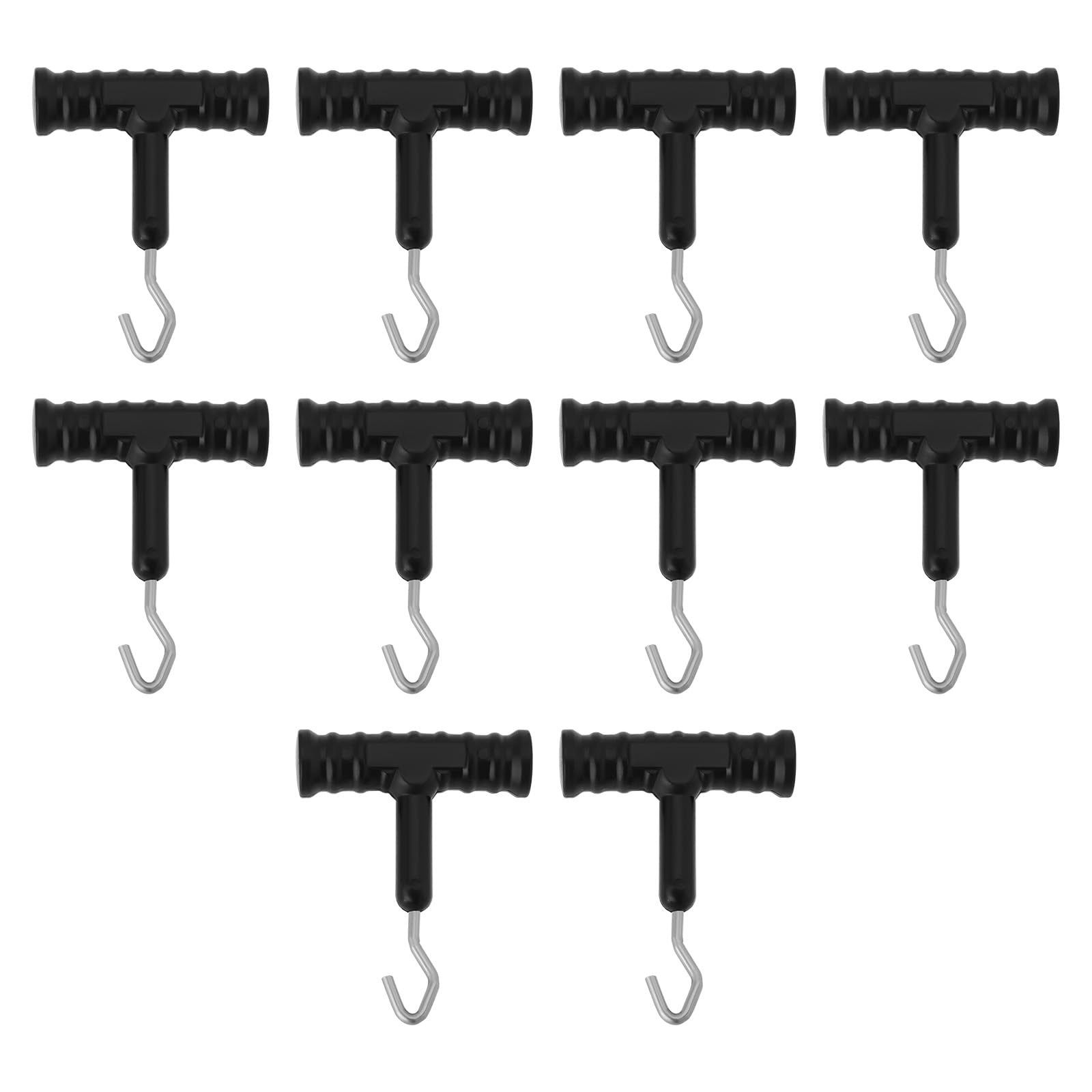 eMagTech 10Pcs Rig Puller Knot Tools Bait Knot Puller with T-Handle for Outdoor Fishing Barbel Catfish Carp Freshwater Fishing 52x42mm Black