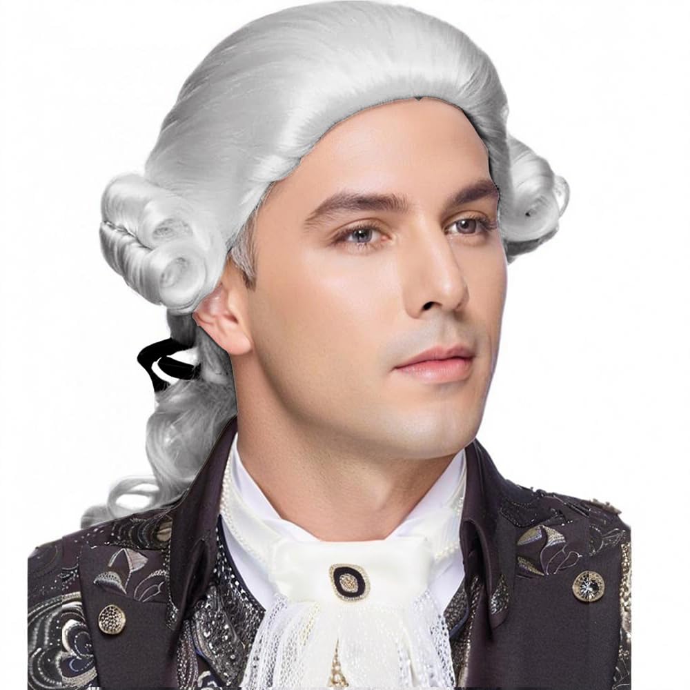 Photo 1 of Judge Colonial Wig, Long Wave Wig for Women and Men, Halloween Costume, Anime Cosplay (Light Gray)