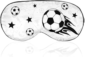 Soccer Sleep Mask for Teens, Football Themed Blackout Eye Sleeping Mask with Adjustable Elastic Strap Soft & Breathable Eye C