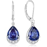 Dangle Drop Earrings for Women Teardrop Leverback Birthstone Earrings 925 Sterling Silver 5A Cubic Zircon Jewelry Anniversary Birthday Christmas Gifts for Wife Her