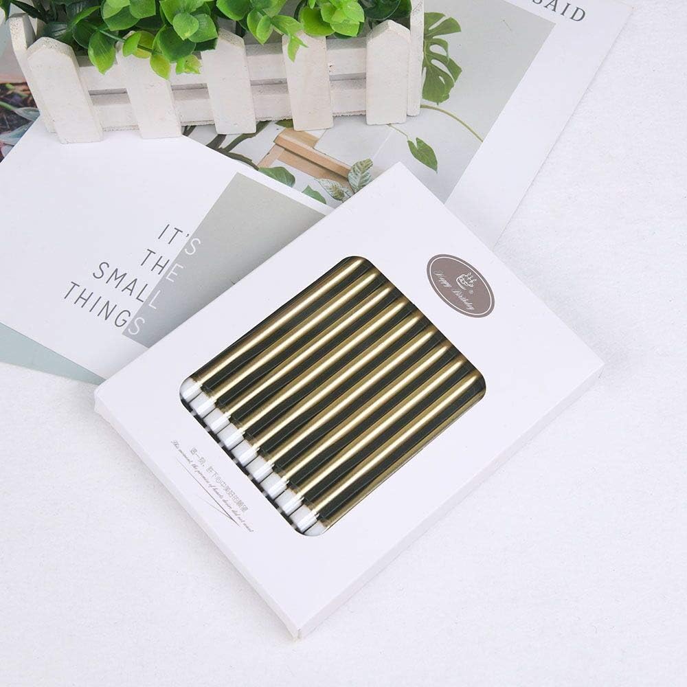 URAQT Metallic Birthday Candles, 24 Pcs Champagne Gold, 5.1 Inch Long Thin Candles with Holders for Cake Decoration - Image 5