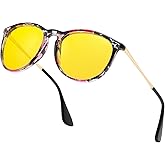 D Lolylad Night Vision Driving Glasses for Women - Polarized Night Vision Glasses HD Anti Glare Yellow Lens Nighttime Glasses