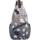 ASYG Funny Cute Cat Sling Backpack Cat Chest Bags Crossbody Animal Shoulder Bag for Men Women