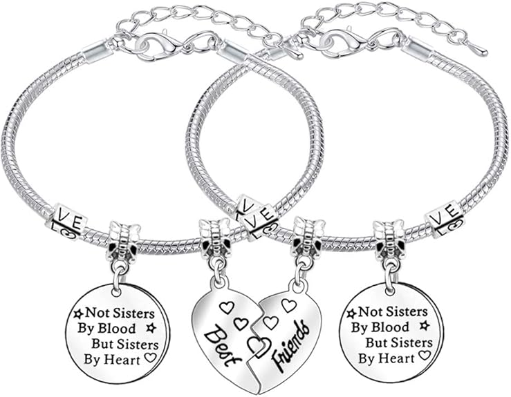 2pcs Best Friend Bracelets Charm Adjustable Bracelet Bangle for Women Girl BFF Friendship Gift