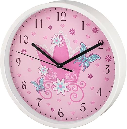 Amazon De Hama Kinder Wanduhr Ohne Ticken Krone Analoge Uhr Grosses Ziffernblatt Mit O 22 5 Cm