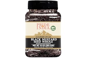 Pride of India | Black Mustard Seed – 8 oz Medium Dual Sifter Bottle | Whole Mustard Seed Indian Spice for Cooking | Gourmet,