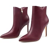 JOY IN LOVE Women's Ankle Boots 4 inch Stiletto High Heels Pointed Toe Zipper Boots