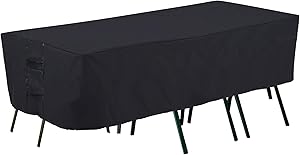 PrimeShield Patio Furniture Covers, Heavy Duty Outdoor Table Cover Waterproof Rectangular, UV Resistant 0utdoor Furniture Cover , fit Most of Rectangular Table and Chair Set, L90 x W60 x H23 inches