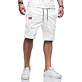 JMIERR Mens Casual Shorts - Cotton Drawstring Summer Beach Stretch Twill Chino Golf Shorts