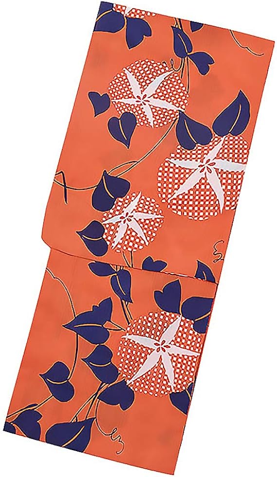 Amazon Kimonomachi オリジナル 浴衣単品 オレンジ 朝顔 浴衣 通販