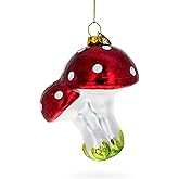 Red Mushrooms Glass Christmas Ornament