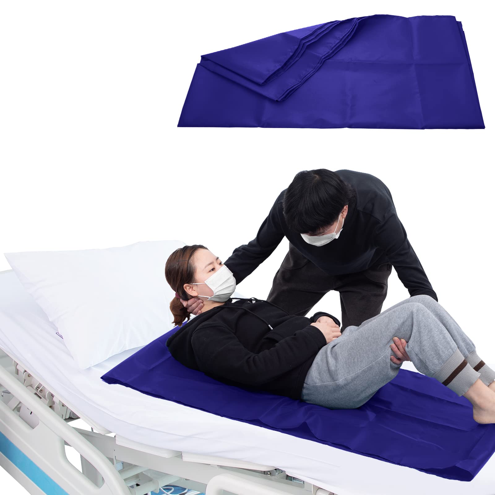 LOSCHEN: Tubular Slide Sheet for Patient Transfer, Sliding Draw Sheets to Assist Moving Elderly for Cars, Vehicles, Wheelchairs Bed Transfers - Hospitals & Home Care (28"x47"(72x120cm), Navy Blue)
