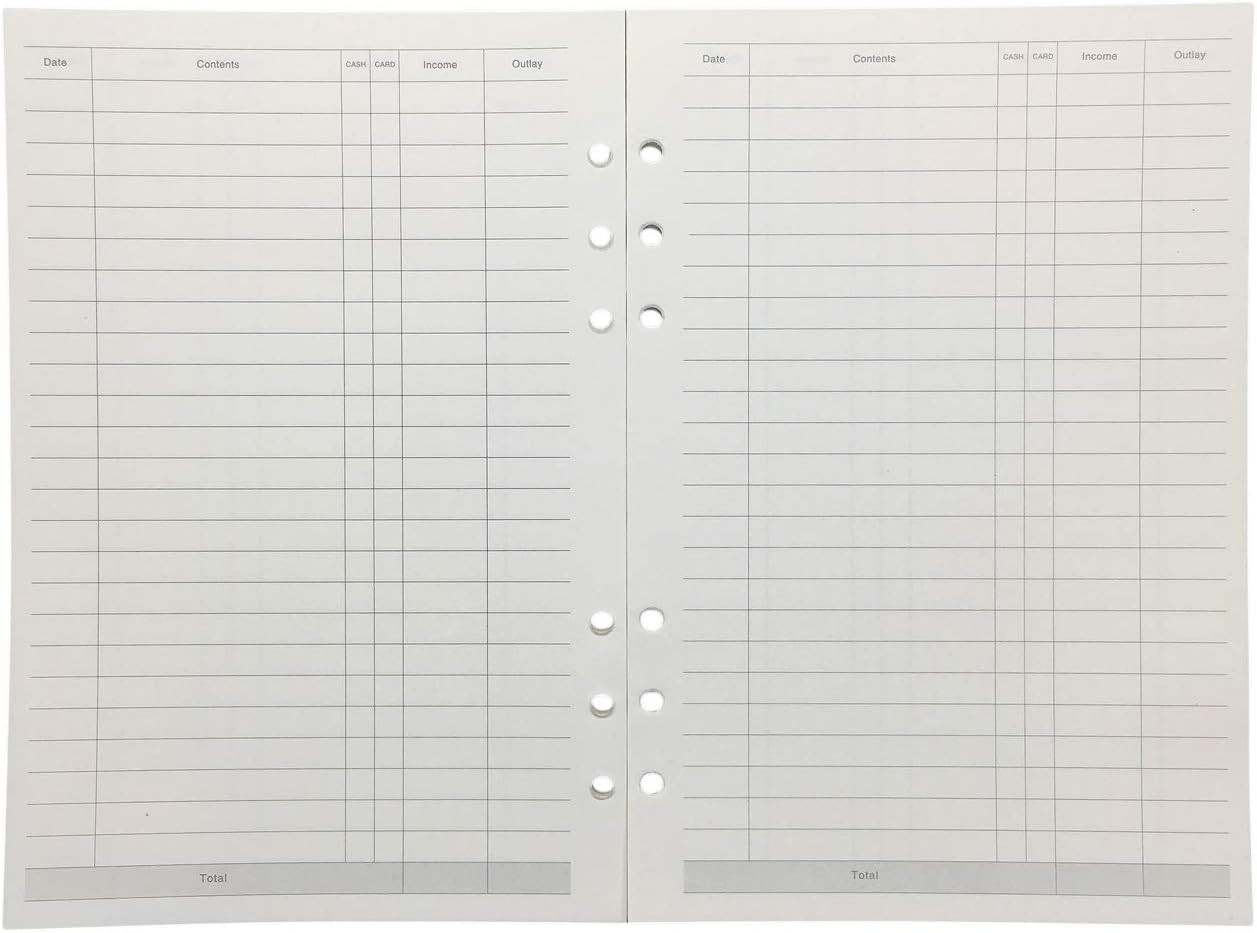 Refiller for 21cm Plastic A5 6-Holes Cover Round Ring View Binder File Folder (A5 Finance Refill Paper, 1 Package) - Image 3