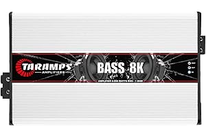 TARAMP'S Taramps Bass 8k 1 Ohm Monoblock Amplifier 8000 Watts Rms 1 Channel Powerful Full Range Great for Sub/Bass RCA Input Subsonic Filter, Car Audio Class D