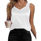 Karcermee Women's Silk Satin Tank Tops V Neck Camisole Casual Cami Sleeveless Shirt Blouses Silky Basic Tanks