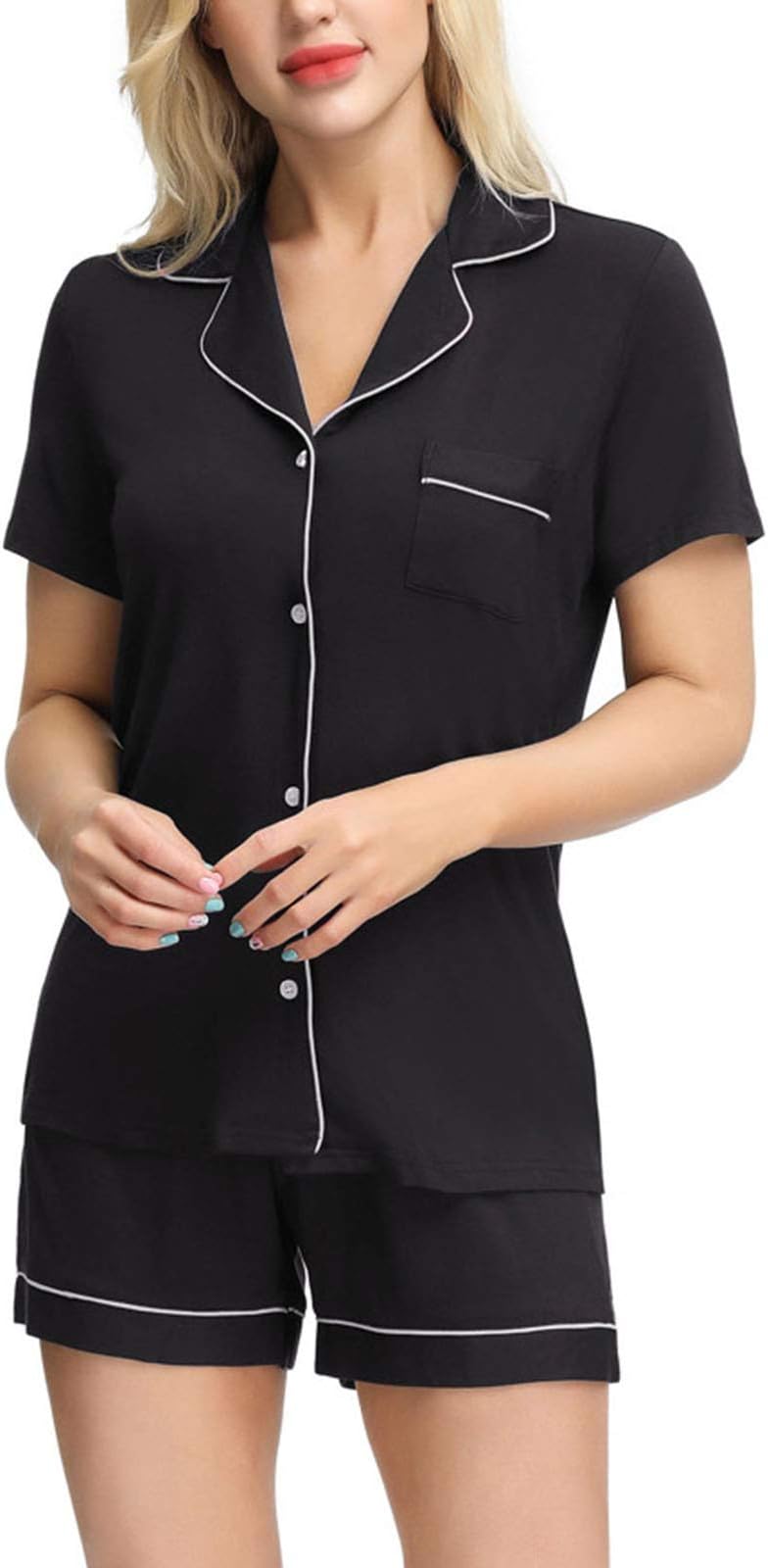 Zexxxy Women's Cotton Sleepwear Boyfriend Style Short Sleeve Pajama Set ZE0158
