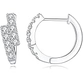 925 Sterling Silver Cubic Zirconia Double Hoop Earrings for Women, Hypoallergenic Sparkling Diamond Hoop Earrings for Daily Wear