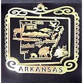 Arkansas State Brass Christmas Ornament Souvenir Gift